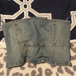 ZARA Jean Stretchy strapless tube top NWT